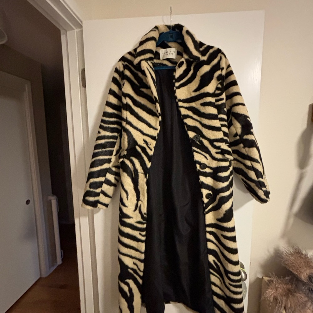 Charlotte Simone Zebra Print Long Coat